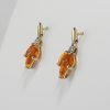 9ct Yellow Gold Mexican Fire Opal and Diamond Earrings-1569