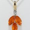 9ct Yellow Gold Mexican Fire Opal and Diamond pendant and Chain-1567