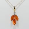 9ct Yellow Gold Mexican Fire Opal and Diamond pendant and Chain-0