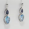 9ct White gold Blue Topaz and Iolite Earrings-1572