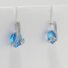 9ct Wite Gold Blue Topaz and Diamond Earrings -1575