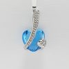 9ct Wite Gold Blue Topaz and Diamond Earrings -1576