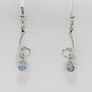 9ct White Gold Blue Topaz Drop Earrings-0