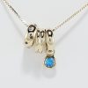 9ct Yellow Gold Sapphire and Blue Topaz 3 Ring Necklet-0