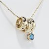 9ct Yellow Gold Sapphire and Blue Topaz 3 Ring Necklet-1583