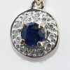 9ct Yellow Gold Sapphire and Diamond Pendant and Chain-1589