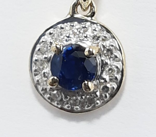 9ct Yellow Gold Sapphire and Diamond Pendant and Chain-1589