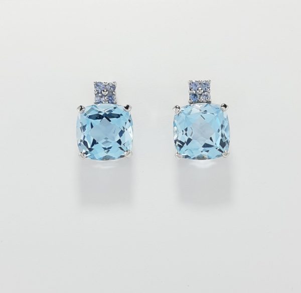 9ct White Gold Blue Topaz and Iolite Earrings-0