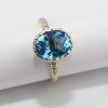 9ct Yellow Gold Blue Topaz and Diamond Ring-1653