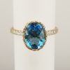 9ct Yellow Gold Blue Topaz and Diamond Ring-0