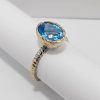 9ct Yellow Gold Blue Topaz and Diamond Ring-1655