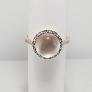 9ct Yellow Gold Crystal Shell and Diamond Ring-0