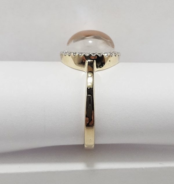 9ct Yellow Gold Crystal Shell and Diamond Ring-1651