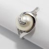 9ct White Gold Freshwater Pearl and Diamond Ring-1643