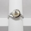 9ct White Gold Freshwater Pearl and Diamond Ring-1642