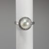 9ct White Gold Freshwater Pearl and Diamond Ring-0