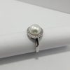 9ct White Gold Freshwater Pearl and Diamond Ring-1660