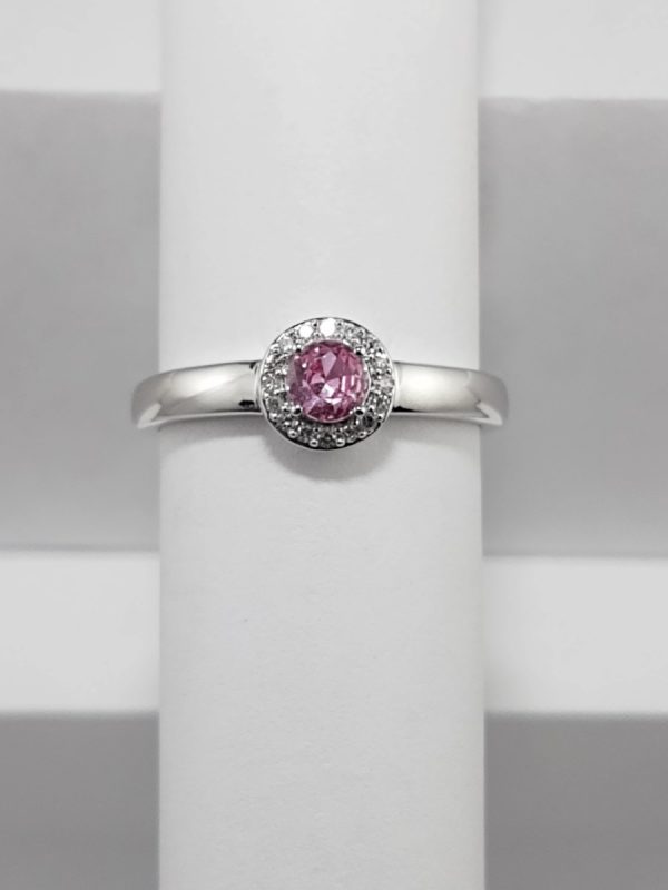 9ct White Gold Pink Sapphire and Diamond Ring-1665