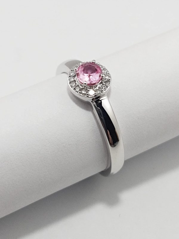 9ct White Gold Pink Sapphire and Diamond Ring-1664