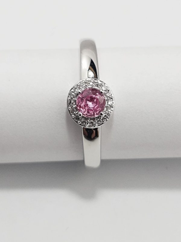 9ct White Gold Pink Sapphire and Diamond Ring-1663