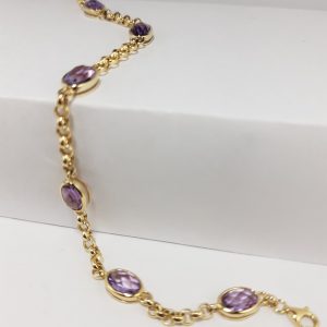 9ct Yellow Gold Amethyst Bracelet-0