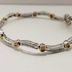 9ct White and Yellow Gold One Carat Diamond set Bracelet-0