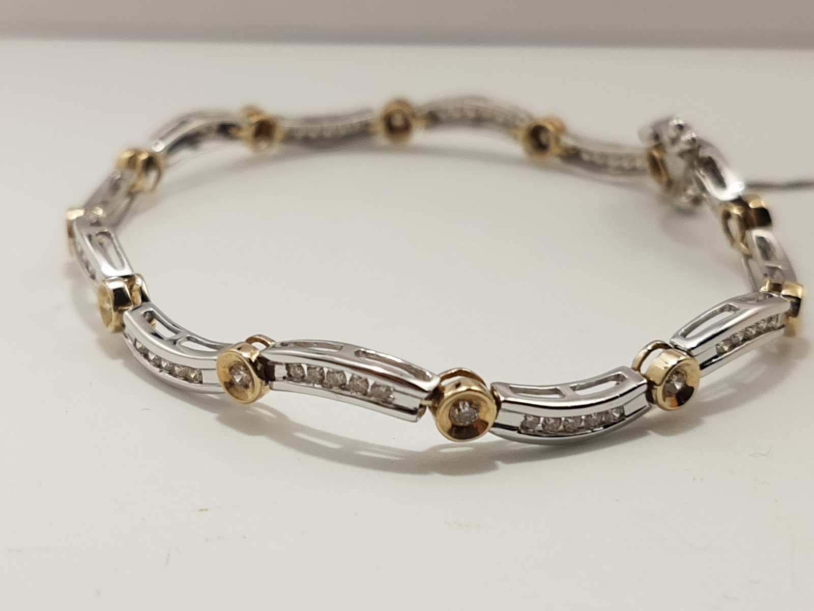 9ct White and Yellow Gold One Carat Diamond set Bracelet-0